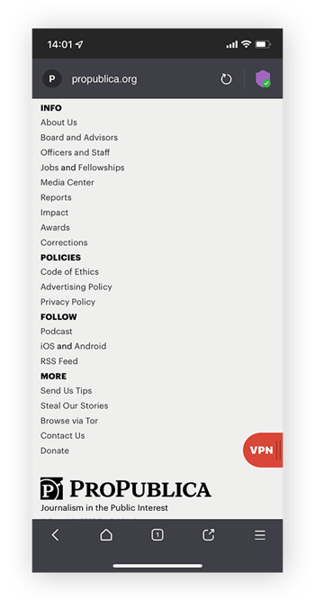 通过暗网匿名访问 ProPublica