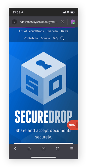 SecureDrop 文件共享网站,仅可通过暗网浏览器访问